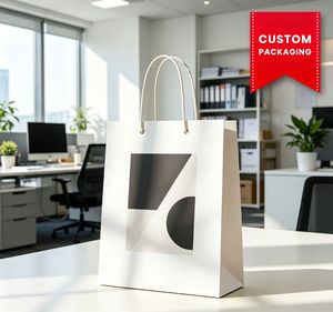 Bolsas de papel para compras al por mayor con logotipo personalizado, hechas de cartón resistente. Bolsas de papel para compras de tamaño personalizado con marca. - Product Image 1