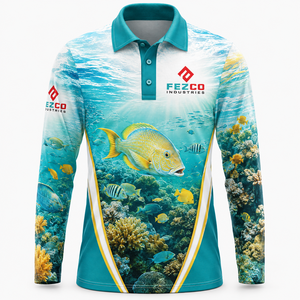 เสื้อโปโลตกปลา 100% โพลีเอสเตอร์ UPF 50 พิมพ์ลายแบบซับลิเมชั่นตามสั่ง แห้งเร็ว ระบายอากาศได้ดี - Product Image 6