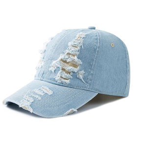 Casquettes de baseball unisexes en denim délavé à 6 panneaux, style trucker bicolore, pour hommes, en vente - Product Image 5