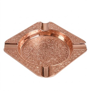Cenicero Cuadrado de Madera para Cigarros, Bandeja de Tabaco de Metal Chapado en Oro Premium con Patrones Vintage Grabados, Accesorios para Fumar al por Mayor - Product Image 6