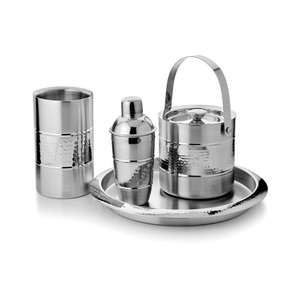 Ensemble de shaker à cocktails en acier inoxydable avec passoire intégrée, gobelet mélangeur et plateau pour bar à domicile, restaurant, fête - Product Image 1