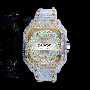 นาฬิกาข้อมืออัตโนมัติทรงสี่เหลี่ยมเพชรมออิส VVS1เคลือบกระจกสี D ที่โดดเด่น - Product Image 1