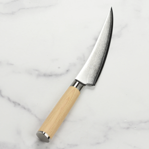 Custom Damascus Filleting <b>Knife</b> with Wooden Handle Handmade <b>Kitchen</b> <b>Knife</b> <b>Sharp</b> Professional Fishing <b>Knife</b> with Leather Sheath - Product Image 2