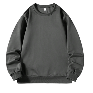 เสื้อสเวตเชิ้ตคอกลมสีเทาเข้มทรงโอเวอร์ไซส์ แขนยาว สวมใส่สบาย ขอบแขนและชายเสื้อแบบริบ ผ้าเนื้อนุ่ม ใส่ได้ทุกวัน - Product Image 3