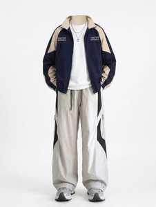 ONETEN APPARELS Conjunto Deportivo Unisex de 2 Piezas con Bloques de Color Estampados, Manga Larga, Corte Holgado, Transpirable, Ligero, Ropa Urbana de Otoño - Product Image 1