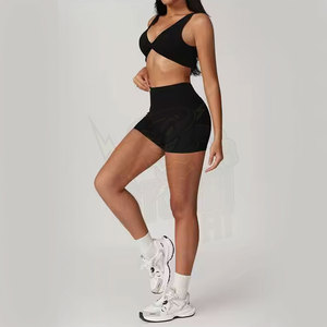 Shorts de cycliste et ensembles de yoga personnalisables avec logo, ensemble 2 pièces pour femmes, tenue d'entraînement d'été, soutien-gorge de yoga sans couture et legging, nouvelle collection 2026 - Product Image 6