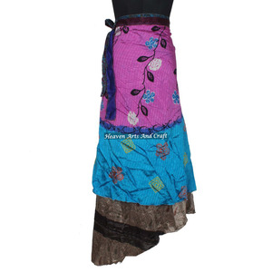 Falda Cruzada de Seda India Estilo Vintage Real, Modelo SW1604, para Playa, Estilo Boho, Multicolor, Cómoda para el Verano - Product Image 6