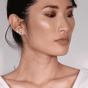14K 18K <b>Solid</b> Gold Geometric Climber <b>Earring</b> Round Princess Oval Baguette Pear Multi Cut Lab Grown Diamonds Bezel Set 925 <b>Silver</b> - Product Image 4