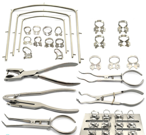 CE ISO Approved Manual Dental Basic Rubber Dam Instruments Kit Stainless Steel <b>Clamps</b> <b>Frame</b> Forceps Ivory Punch Pliers Reusable - Product Image 1