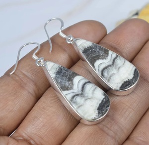 Pendientes de Aro de Plata de Ley 925 con Ágata Natural Bicolor, Hechos a Mano, con Piedras Preciosas, Joyería de Moda - Product Image 6