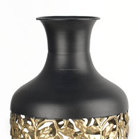 Vase décoratif extérieur moderne unique en acier inoxydable, grande taille, résistant aux intempéries, finition noire, pour branches, herbe de la pampa et fleurs séchées