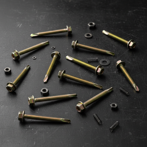 PDC Brand Yellow Zinc Finish Self-Drilling <b>Flat</b> Head Roofing Fasteners-Class 8 Steel Standard Thread Inch <b>Screws</b> - Product Image 1