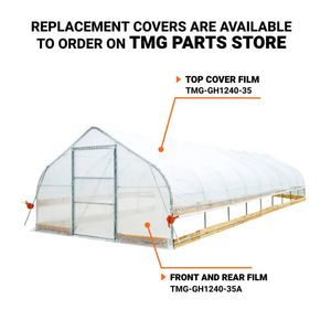 12FT X 40FT Stable Tunnel <b>Greenhouse</b> for Grow Tent 6 Mil Clear EVA <b>Plastic</b> Film Cold Frame Hand Crank Roll Peak Ceiling Roof - Product Image 3