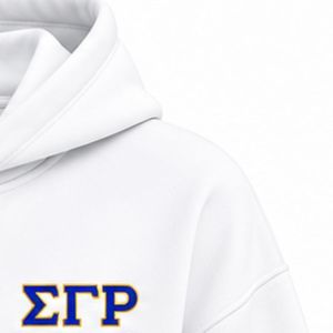 Sudadera con capucha blanca con cremallera para mujer, con bordado Sigma Gamma Rho, forro polar, cremallera completa, ropa griega personalizada, ropa con letras griegas - Product Image 2