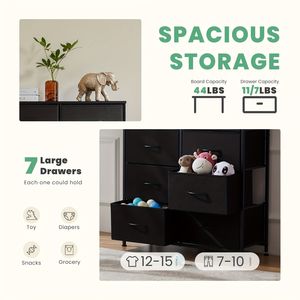 Cómoda Alta de 8 Cajones para Dormitorio, Cómoda de Tela con Estructura de Acero Resistente y Tapa de Madera, Categoría de Productos: Cómodas - Product Image 5