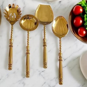 Top Quality Customized Cutlery <b>Set</b> for Kitchenware Catering Items Golden Metal <b>Flatware</b> <b>Set</b> Handmade Decorative Durable Cutlery - Product Image 1