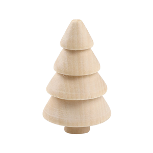 Mini sapin de Noël en bois naturel à 4 couches, décorations en bois à peindre soi-même pour enfants, artisanat en bois et décorations murales - Product Image 2