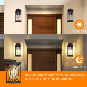 Lanterne murale extérieure en bronze huilé, petite, moderne, lumière de porche du crépuscule à l'aube, IP54, luminaire en aluminium, 220V - Product Image 2