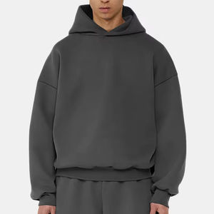 Sudadera con Capucha Negra Extra Grande para Hombre, de Alta Calidad, con Logotipo Personalizado, Corte Cuadrado, Estilo Urbano, Forro Polar Grueso de Algodón de 400 g/m², Estilo Francés - Product Image 5