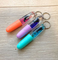 Stylo bille en plastique de 10 cm, 0,5 mm, rempli de liquide, flotteur 3D, impression UV, logo personnalisé, porte-clés, 3 couleurs, promotionnel