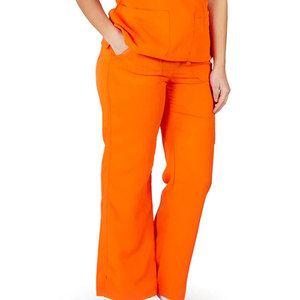Conjunto de Uniforme Médico para Mujer, Color Naranja, Cuello en V, Manga Corta, Mezcla de Algodón, Tela Twill, Blusa y Pantalón para Hospital - Product Image 2
