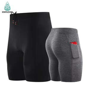<b>Men</b> <b>Compression</b> <b>Shorts</b> Mid Waist Drawstring Quick Dry Sporty With Pockets White Spandex Polyester - Product Image 6