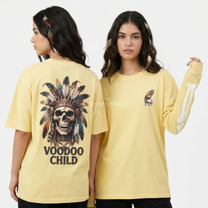 เสื้อยืดคาวบอยลายหัวกะโหลกสีเหลืองมัสตาร์ด 190 GSM ซักแบบวินเทจ เสื้อยืดผู้หญิง ขายส่ง ลายกราฟิกตะวันตก โรงงานผู้ผลิต - Product Image 6