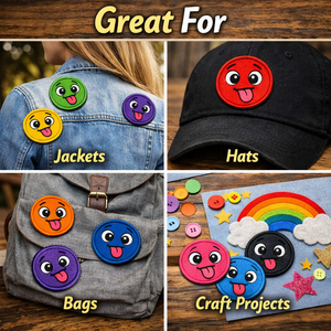 Parche Bordado Divertido con Lengua Fuera – Insignia de Sonrisa de Dibujos Animados Verde Termoadhesiva / Para Coser en Chaquetas, Bolsos y Ropa - Product Image 6