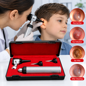 Set de Diagnóstico Profesional de Otoscopio de Acero Inoxidable, Instrumento Manual para Examen de Oído, Múltiples Espéculos, Fibra Óptica, Cirugía ORL - Product Image 6
