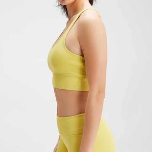 Yellow Sports Bra High Support Seamless Fit Yoga Workout Women's Activewear <b>Top</b> - Product Image 2