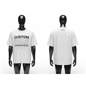T-shirt surdimensionné personnalisé pour homme, manches courtes, col rond, motif imprimé lettres, style streetwear décontracté, bleu foncé, 100 % coton jersey - Product Image 2