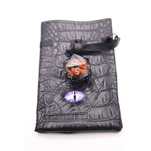 Custom Leather <b>Dice</b> Bag with Dragon Eye Design DND Game Storage Pouch Icosahedron <b>Die</b> Included - Product Image 6