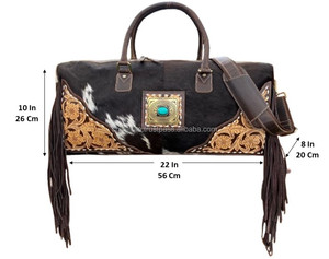 กระเป๋าหนังวัวแท้แฟชั่นวินเทจกระเป๋าถือดัฟเฟิลกระเป๋าเดินทางธุรกิจลายหินเทอร์ควอยซ์สำหรับเป็นของขวัญ - Product Image 2