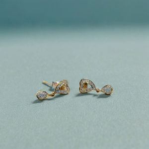 Elegant 22K Gold Heart Drop <b>Earrings</b> with Diamond Accent Stylish Designer <b>Dangle</b> Jewellery for Women Modern Daily Wear - Product Image 2