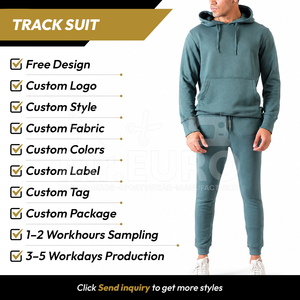 Ensemble de survêtement décontracté deux pièces pour homme, avec capuche et cordon de serrage, poches latérales, couleur unie, léger, personnalisable OEM/ODM - Product Image 2