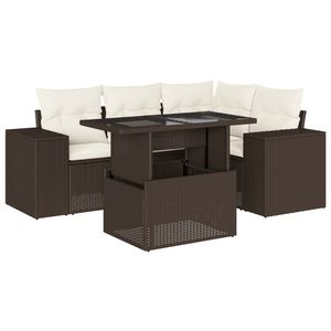 Conjunto de Sofás de Jardín en Color Marrón y Blanco Crema para Patio, Muebles de Exterior Elegantes - Product Image 2