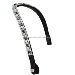 Artículos de equitación: Elegante diadema de cuero con cristales brillantes y piedras para caballo, disponible en todos los tamaños personalizados. - Product Image 5