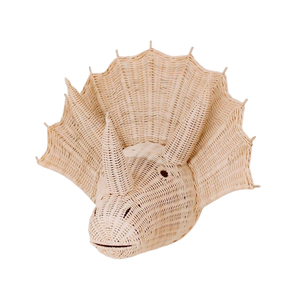Décoration murale bohème en rotin naturel pour enfants, dinosaure tressé à la main, accessoires de chambre d'enfant, art durable - Product Image 1
