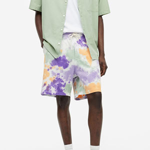 Wholesale <b>Mens</b> Tie Dye <b>Bermuda</b> <b>Shorts</b> Casual Cotton <b>Short</b> Pants Elastic Waist Breathable Oxford Fabric Summer Wear - Product Image 4