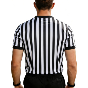 Maillot de football rayé à col en V pour homme, manches courtes, en polyester respirant, coupe classique, pour adultes, toutes saisons - Product Image 2