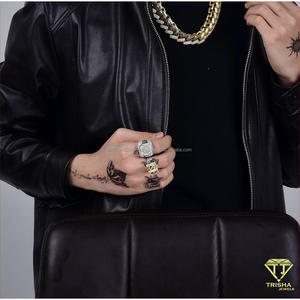 Anillo Cuadrado de Diseño para Hombre en Plata de Ley 925 con Diamante Cultivado en Laboratorio, Estilo Lujoso para Tiendas Minoristas, Revendedores e Importadores - Product Image 6