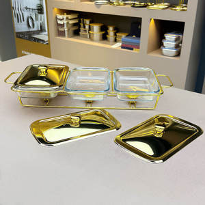 Premium Round Chafing Dish Stainless Steel <b>Buffet</b> Warmer with Glass Viewing Lid Ornate Pillar Food <b>Server</b> Hotel Catering - Product Image 3