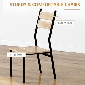 Set da Pranzo Moderno in 3 Pezzi per 2 Persone, Tavolo e Sedie in Legno Chiaro per Angolo Colazione - Product Image 6