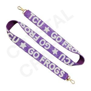 CRYSTAL CRAFT Clemson Tigers Beaded <b>Webbing</b> <b>Strap</b> Vintage Fashionable Raised Text Eco-Friendly Handbag Accessory Purple Orange - Product Image 4
