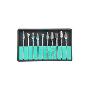 Proveedor al por mayor Pissco para juego de 10 piezas de acero de tungsteno, fresas dentales de laboratorio, taladro de dientes para pulidor de piezas de mano - Product Image 1