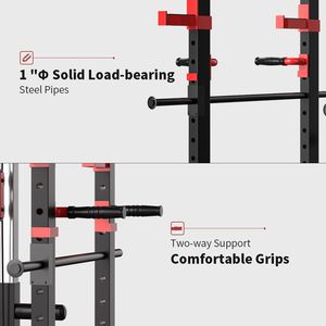 Sistema di palestra per la casa regolabile con capacità di 1000 libbre, gabbia di potere multifunzionale, Squat Rack per Fitness, bilanciere per palestra - Product Image 6