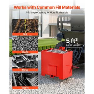 Boîte de ballast pour tracteur, catégorie 1 à 3 points, capacité 800 lb, en acier robuste avec récepteur de attelage de 2 pouces, 5 pieds - Product Image 5