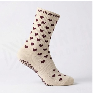 NORTH APPROACH Crew <b>Socks</b> Heart Pattern Cream Cotton Breathable Adults Spring Casual <b>Socks</b> - Product Image 3
