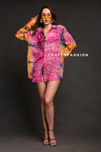Chemise vintage en soie recyclée ornée de motifs, style sari, pour femme, tie-dye, bohème, tenue de plage, vente en gros, fabricant - Product Image 3