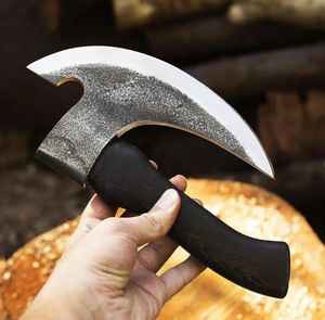 Handmade Premium Custom High Carbon Steel <b>Pizza</b> <b>Axe</b> Fine Leather Sheath Viking <b>Pizza</b> <b>Cutter</b> Forged Hatchet for Slicing <b>Pizza</b> - Product Image 6